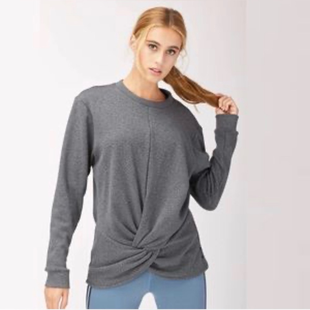 MICHI Heather‎ Gray Farfalla Crewneck Sweatshirt W Knot Design XS 100% Cotton